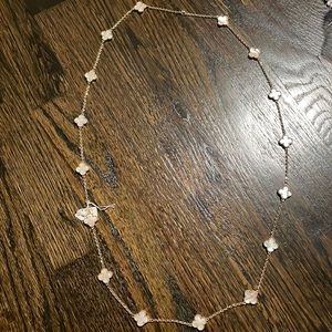 Clover Gold Mother of Pearl Long Necklace